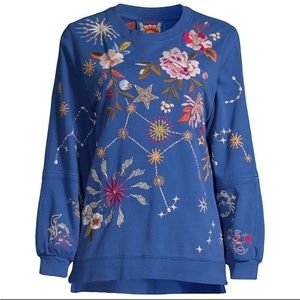 NEW~Celestin Johnny Was Sun Moon Embroidered Sweatshirt